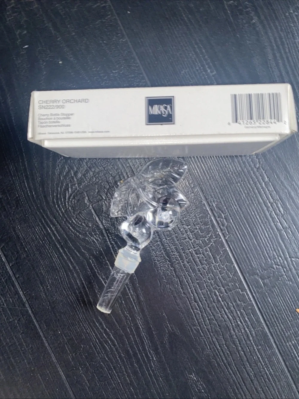 MIKASA Cherry Orchard Clear Crystal Lead Wine Bottle Stopper Fruit Collection